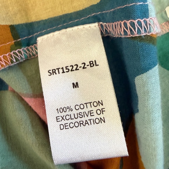 THML Abstract Geometric Flutter Sleeve Smocked Top Pom Pom Trim SRT1522-2-BL M - Picture 8 of 11